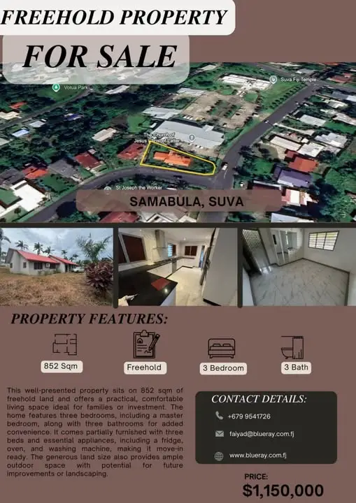 Exclusive 3-bedroom freehold residence in Samabula — FJD $1150000 in ...
