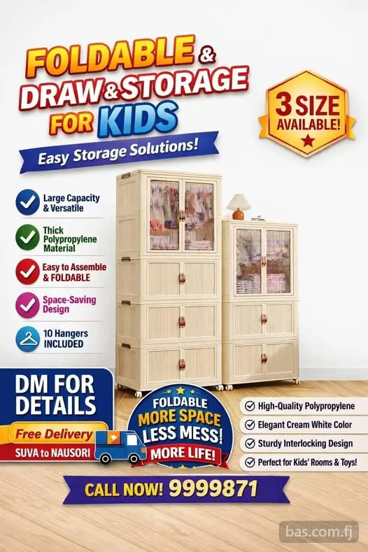 Brand new foldable storage drawer for kids. Free delivery from Suva to Nausori.