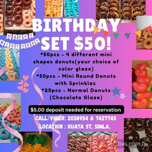 BIRTHDAY SET with Delish Donuts! Made from a place of kindness and simply homemade! Kuata St, Simla.