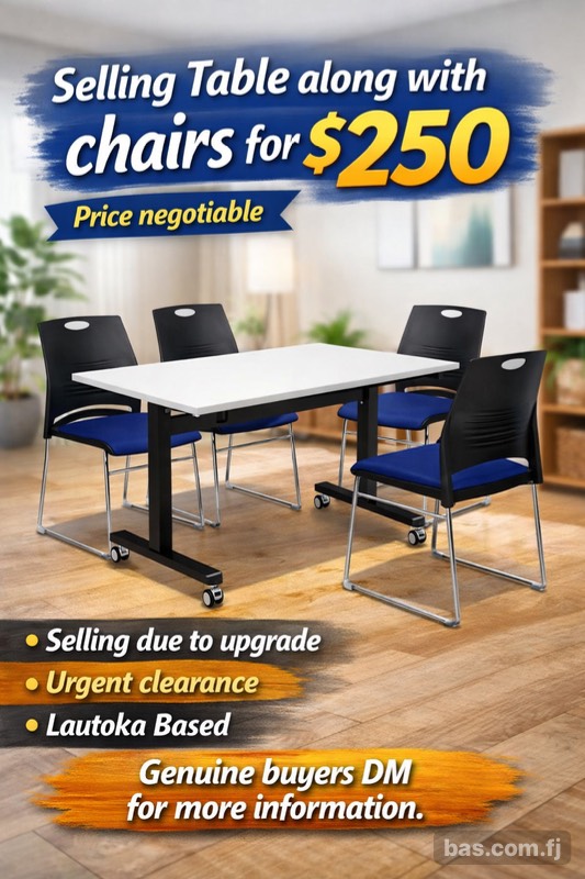 Table and 4 Chairs Combo Deal - $250 Lautoka based Urgent Clearance Selling due to upgrade