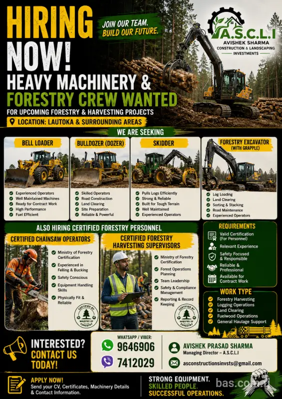 🚨 HIRING NOW – FORESTRY MACHINERY & CERTIFIED FORE